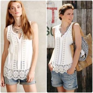 Meadow Rue White lace tank top XS